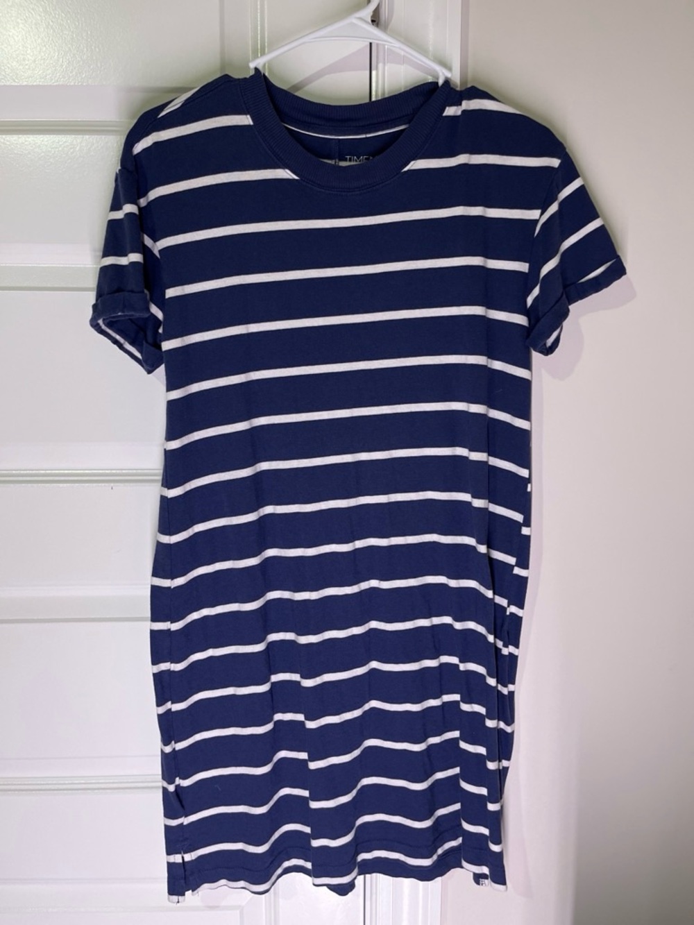Time and Tru Navy and White Striped Tee Dress